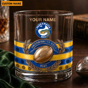 Auspiritmerch Parramatta Eels Whiskey Glass Custom Name Gift For Fans