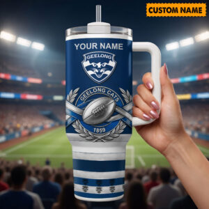 Auspiritmerch Geelong Cats Custom Stanley Cup 40 oz 30 oz Tumbler With Handle