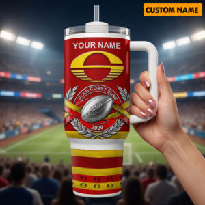 Auspiritmerch Gold Coast Suns Custom Stanley Cup 40 oz 30 oz Tumbler With Handle