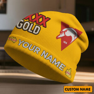 Auspiritmerch Sydney Swans x XXXX Gold Beanie Hat Custom Name Gift For Fans