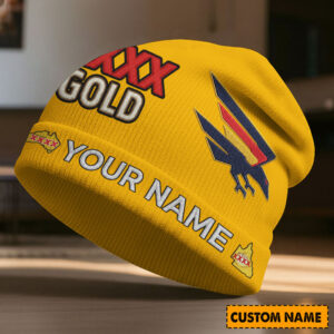 Auspiritmerch Adelaide Crows x XXXX Gold Beanie Hat Custom Name Gift For Fans