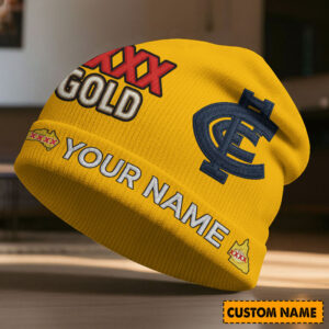 Auspiritmerch Carlton Blues x XXXX Gold Beanie Hat Custom Name Gift For Fans