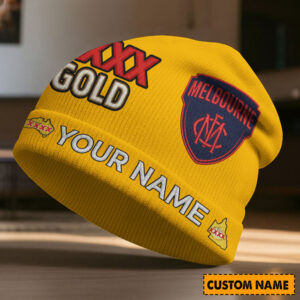 Auspiritmerch Melbourne Demons x XXXX Gold Beanie Hat Custom Name Gift For Fans