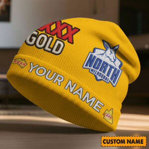 Auspiritmerch North Melbourne x XXXX Gold Beanie Hat Custom Name Gift For Fans