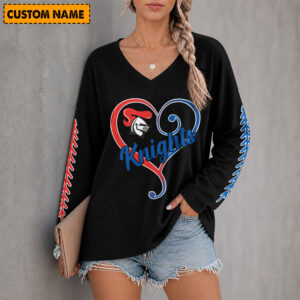 Auspiritmerch Newcastle Knights Women's V-neck Long Shirt Custom Name Gift For Fan