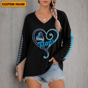 Auspiritmerch Gold Coast Titans Women's V-neck Long Shirt Custom Name Gift For Fan