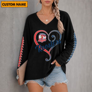 Auspiritmerch Sydney Roosters Women's V-neck Long Shirt Custom Name Gift For Fan