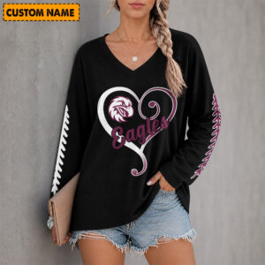 Auspiritmerch Manly Warringah Sea Eagles Women's V-neck Long Shirt Custom Name Gift For Fan