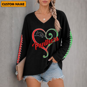 Auspiritmerch Penrith Panthers Women's V-neck Long Shirt Custom Name Gift For Fan