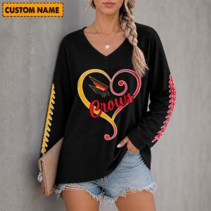 Auspiritmerch Adelaide Crows Women's V-neck Long Shirt Custom Name Gift For Fan