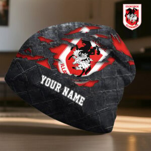 Auspiritmerch St. George Illawarra Dragons Beanie Hat Custom Name Gift For Fans