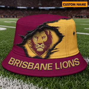 Auspiritmerch Brisbane Lions Bucket Hat Custom Name Vintage Daily Casual Fashion