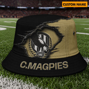 Auspiritmerch Collingwood Magpies Bucket Hat Custom Name Vintage Daily Casual Fashion