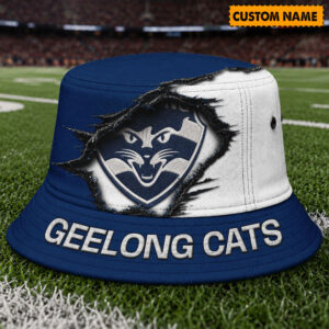 Auspiritmerch Geelong Cats Bucket Hat Custom Name Vintage Daily Casual Fashion