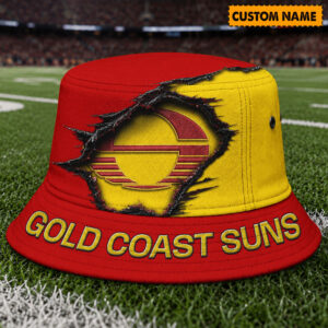 Auspiritmerch Gold Coast Suns Bucket Hat Custom Name Vintage Daily Casual Fashion
