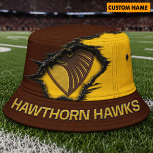Auspiritmerch Hawthorn Hawks Bucket Hat Custom Name Vintage Daily Casual Fashion
