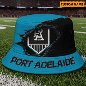 Auspiritmerch Port Adelaide Bucket Hat Custom Name Vintage Daily Casual Fashion