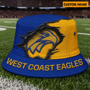 Auspiritmerch West Coast Eagles Bucket Hat Custom Name Vintage Daily Casual Fashion