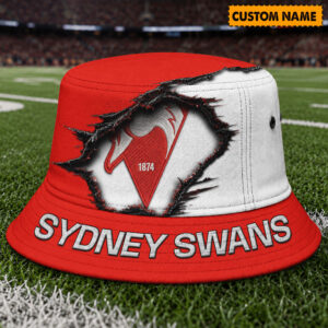 Auspiritmerch Sydney Swans Bucket Hat Custom Name Vintage Daily Casual Fashion