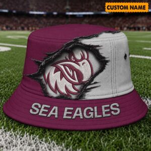 Auspiritmerch Manly Warringah Sea Eagles Bucket Hat Custom Name Vintage Daily Casual Fashion