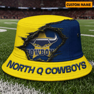 Auspiritmerch North Queensland Cowboys Bucket Hat Custom Name Vintage Daily Casual Fashion