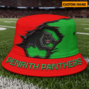 Auspiritmerch Penrith Panthers Bucket Hat Custom Name Vintage Daily Casual Fashion