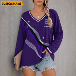 Auspiritmerch Fremantle Dockers Women's V-neck Long Shirt Custom Name Gift For Fan