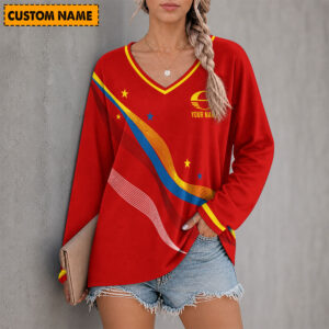 Auspiritmerch Gold Coast Suns Women's V-neck Long Shirt Custom Name Gift For Fan