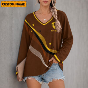 Auspiritmerch Hawthorn Hawks Women's V-neck Long Shirt Custom Name Gift For Fan