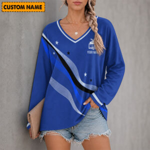 Auspiritmerch North Melbourne Women's V-neck Long Shirt Custom Name Gift For Fan