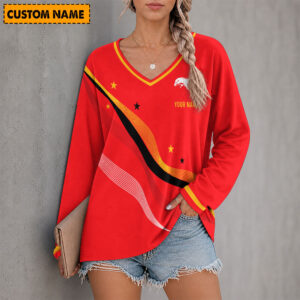 Auspiritmerch Redcliffe Dolphins Women's V-neck Long Shirt Custom Name Gift For Fan