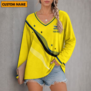 Auspiritmerch North Queensland Cowboys Women's V-neck Long Shirt Custom Name Gift For Fan