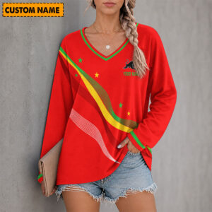 Auspiritmerch Penrith Panthers Women's V-neck Long Shirt Custom Name Gift For Fan