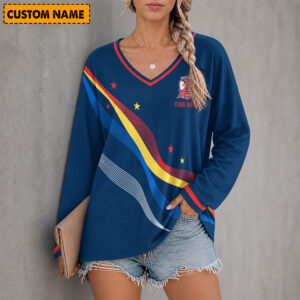 Auspiritmerch Sydney Roosters Women's V-neck Long Shirt Custom Name Gift For Fan