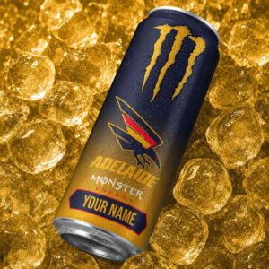 Auspiritmerch Adelaide Crows x Monster Can Shaped Tumbler Custom Name Gift For Fans