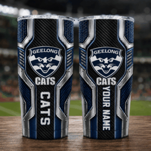 Auspiritmerch Geelong Cats Custom Stanley Quencher 20oz Stainless Steel Tumbler
