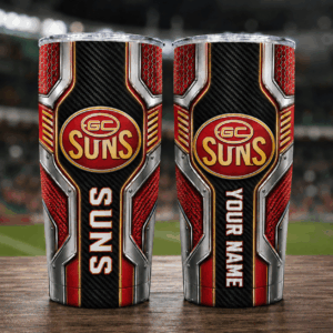 Auspiritmerch Gold Coast Suns Custom Stanley Quencher 20oz Stainless Steel Tumbler