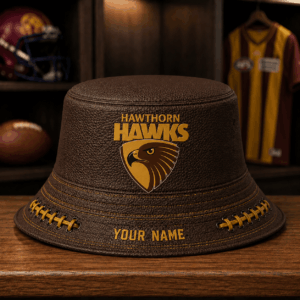 Auspiritmerch Hawthorn Hawks Bucket Hat Custom Name Vintage Daily Casual Fashion