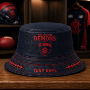 Auspiritmerch Melbourne Demons Bucket Hat Custom Name Vintage Daily Casual Fashion