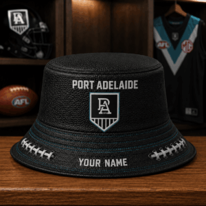 Auspiritmerch Port Adelaide Bucket Hat Custom Name Vintage Daily Casual Fashion