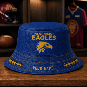Auspiritmerch West Coast Eagles Bucket Hat Custom Name Vintage Daily Casual Fashion