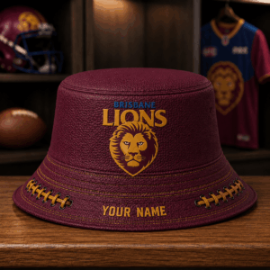 Auspiritmerch Brisbane Lions Bucket Hat Custom Name Vintage Daily Casual Fashion