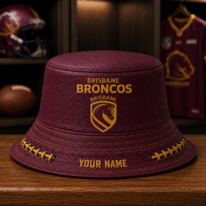 Auspiritmerch Brisbane Broncos Bucket Hat Custom Name Vintage Daily Casual Fashion