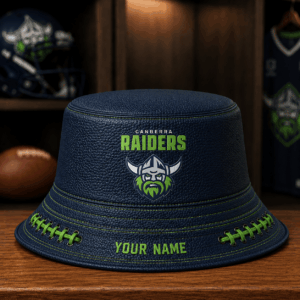 Auspiritmerch Canberra Raiders Bucket Hat Custom Name Vintage Daily Casual Fashion