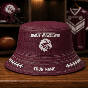 Auspiritmerch Manly Warringah Sea Eagles Bucket Hat Custom Name Vintage Daily Casual Fashion