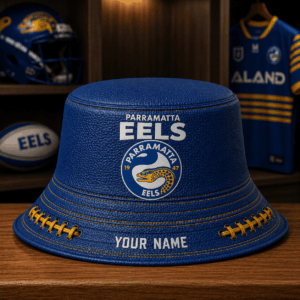 Auspiritmerch Parramatta Eels Bucket Hat Custom Name Vintage Daily Casual Fashion