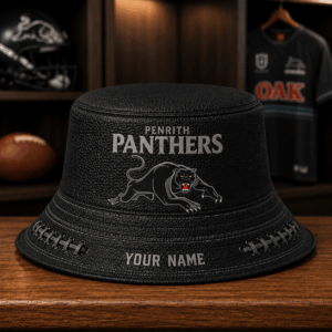 Auspiritmerch Penrith Panthers Bucket Hat Custom Name Vintage Daily Casual Fashion