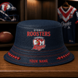 Auspiritmerch Sydney Roosters Bucket Hat Custom Name Vintage Daily Casual Fashion