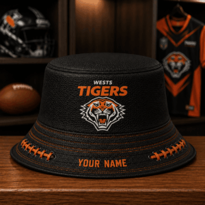 Auspiritmerch Wests Tigers Bucket Hat Custom Name Vintage Daily Casual Fashion