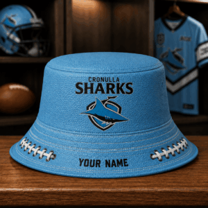 Auspiritmerch Cronulla-Sutherland Sharks Bucket Hat Custom Name Vintage Daily Casual Fashion